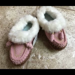 NEW Lands End Girl Suede Clog Slippers Pink 9 yth